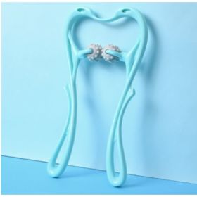 Multifunctional Manual Six-wheel Neck Massager Massage Relieve Roller Massage Tool (Option: New Roller Swan Blue)